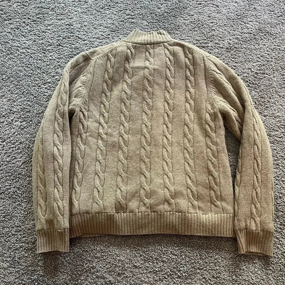 Brooks Brothers Scottish Lambswool Button Sweater Brown Lined Fisherman Chunky L